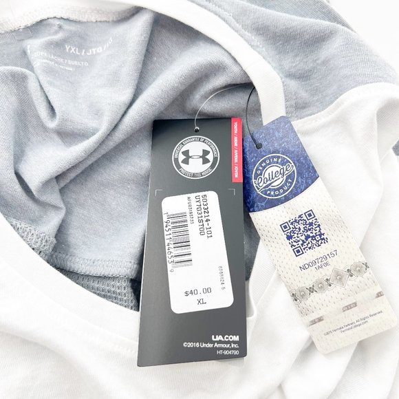 Women's Under armour White "Irish" college Long sleeve T Shirt Youth size XL NWT - Picture 5 of 12